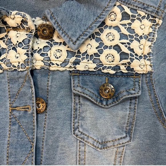 SOLD- Mudd Denim Jean Jacket Blue Long Sleeve Girls Size 14 - Picture 2 of 7
